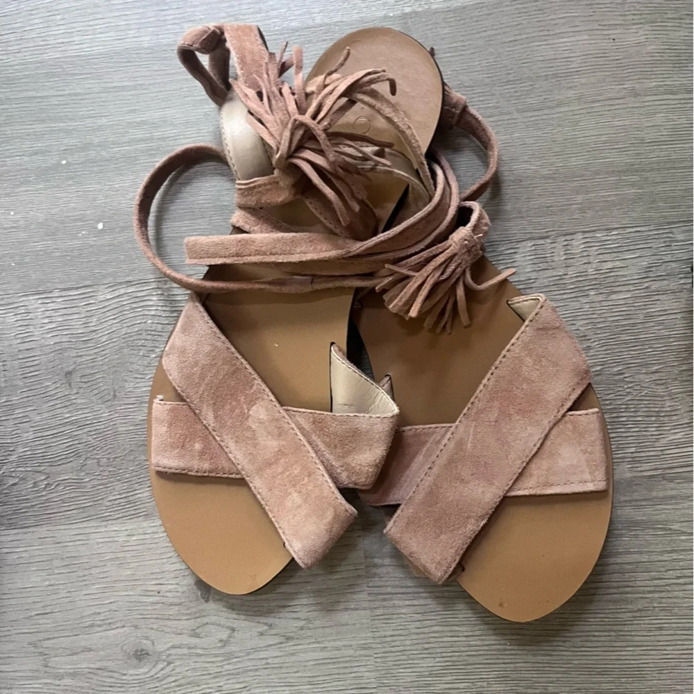 J. Crew Suede Lace Up Tassel Sandals (6) - Picture 4 of 4